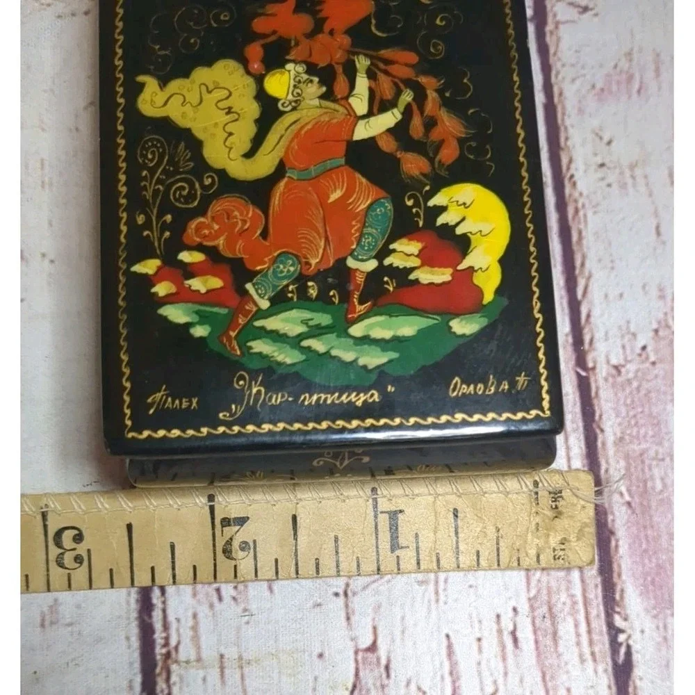Palekh Russian Lacquer Box hand painted "Firebird" tiny box - Picture 8 of 8